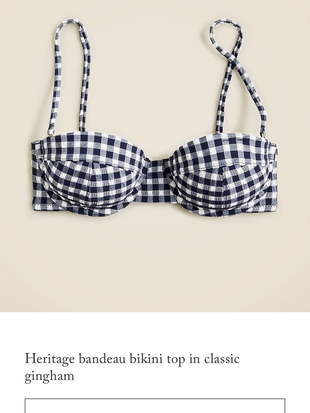 J. Crew Gingham Bandeau Bikini Top and Bikini Bottoms - Navy & White
